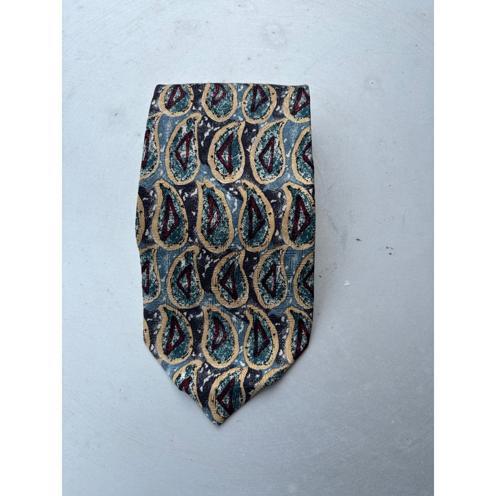 Tino Cosma Mens Silk Tie Blue Paisley Abstract Made‎ in Italy Levy's Nashville